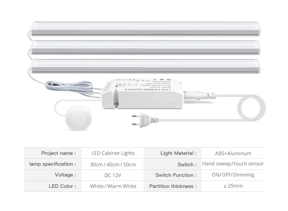 Smart Wireless LED Cabinet Lights: Motion & Touch Sensor for Kitchen & Wardrobe