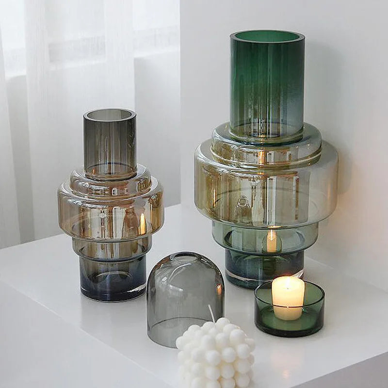Gradient Geometric Glass Vases - Minimalist Home Decor
