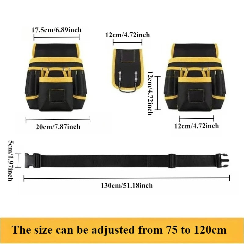 Magnetyczny pas narzędziowy heavy-duty z 26 kieszeniami i odpinaną torbą