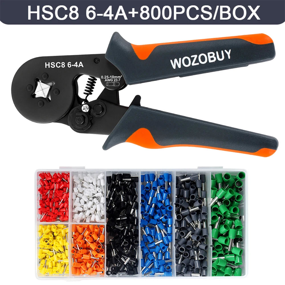 WOZOBUY Ferrule Crimping Tool Kit - Self-Adjustable Ratchet Wire Crimper