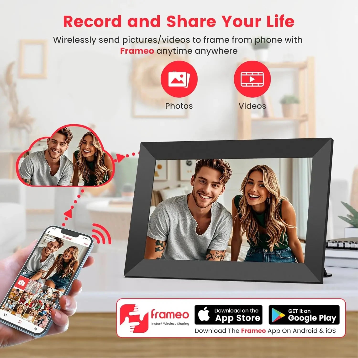 Frameo 10.1" Smart WiFi Digital Photo Frame | Touch IPS HD Display