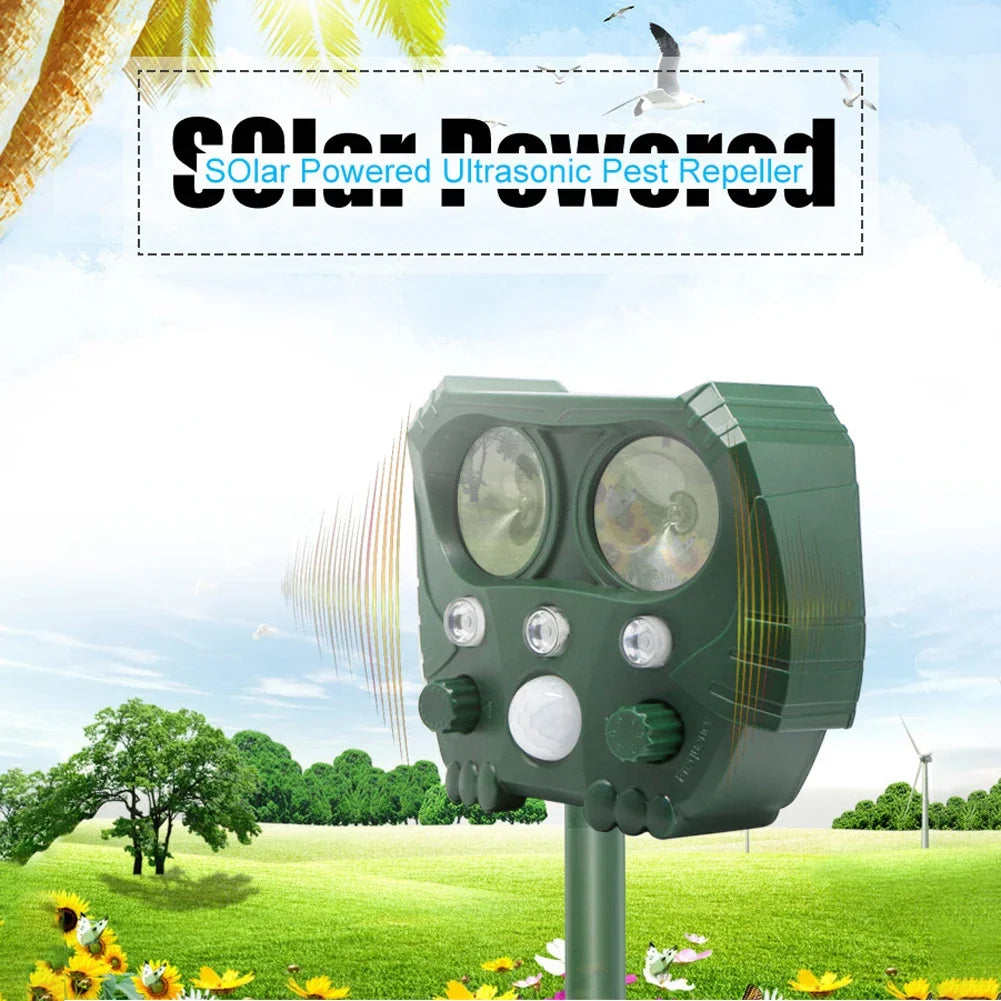 Solar Powered Ultrasonic Animal Repeller | Garden & Yard Deterrent