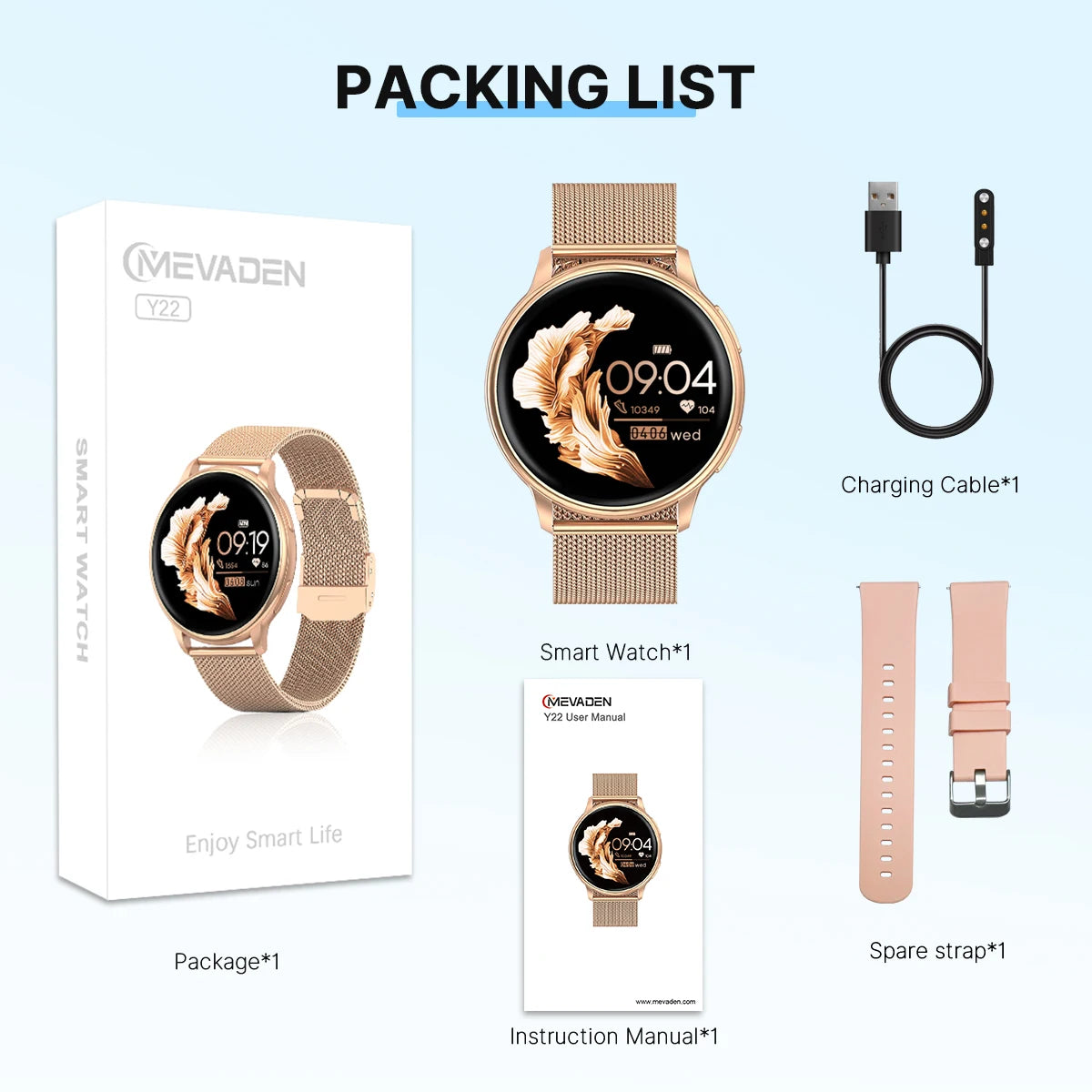 Mevaden inteligentne zegarki z rozmowami bluetooth, indywidualnymi tarczami i trackerami fitness y22