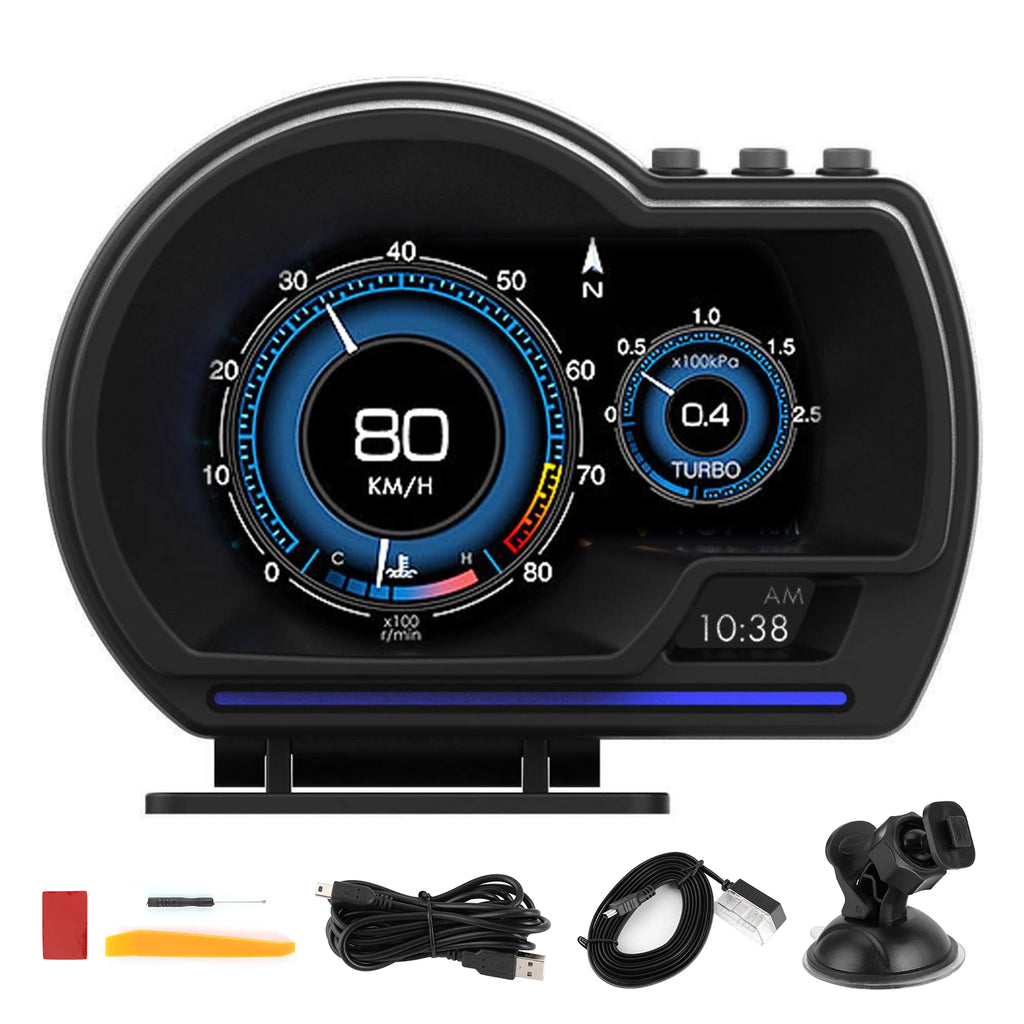Wyświetlacz head-up obd2+gps: inteligentny prędkościomierz, obrotomierz i ostrzeżenia dla samochodu i ciężarówki