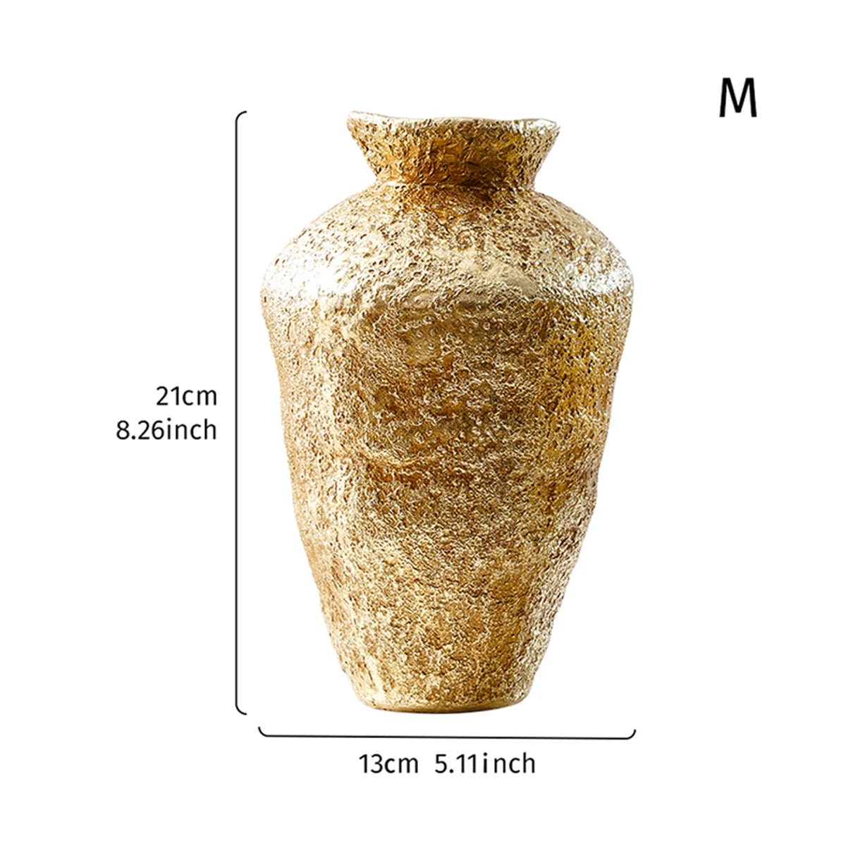 Retro Golden Earthenware Jar Vase - Antique Home Decor