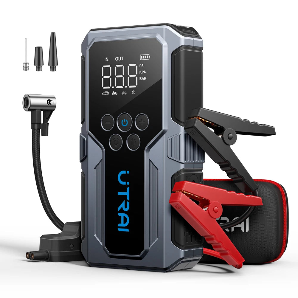 Utrai 1500a rozrusznik awaryjny kompresor power bank | zestaw ratunkowy do samochodu
