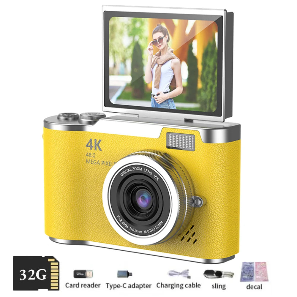 Aparat cyfrowy 4k 48mp | obrotowy ekran i stabilizacja obrazu