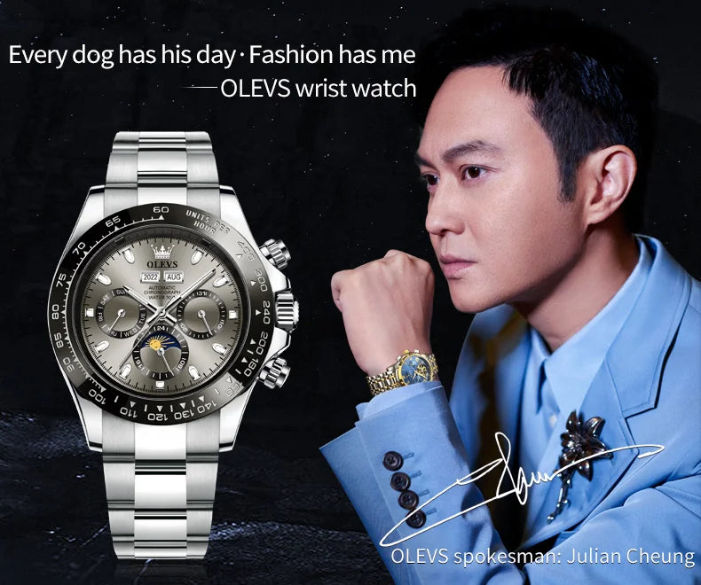 OLEVS 6654 Luxury Automatic Mechanical Chronograph Men's Watch Waterproof Luminous