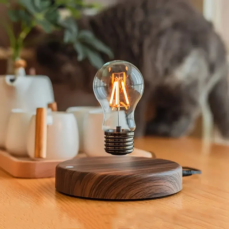 Lewitująca lampa księżycowa – magnetyczna pływająca lampka nocna led 3d z drewnianą podstawą