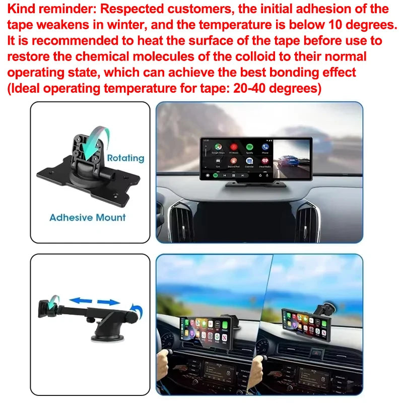 Kamera samochodowa srnubi 10.26" 4k z apple carplay, android auto i gps
