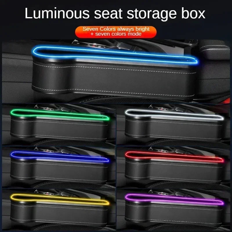 Car Seat Gap Organizer with Dual USB Charger & LED – Phone, Card, Cup Holder