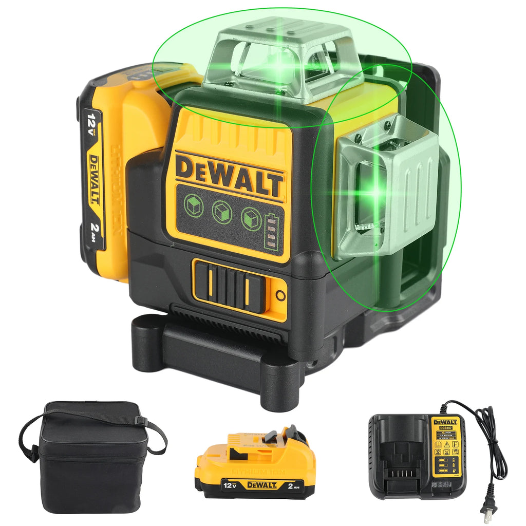 Dewalt dw089lg zielona poziomica laserowa samopoziomująca z trzema liniami
