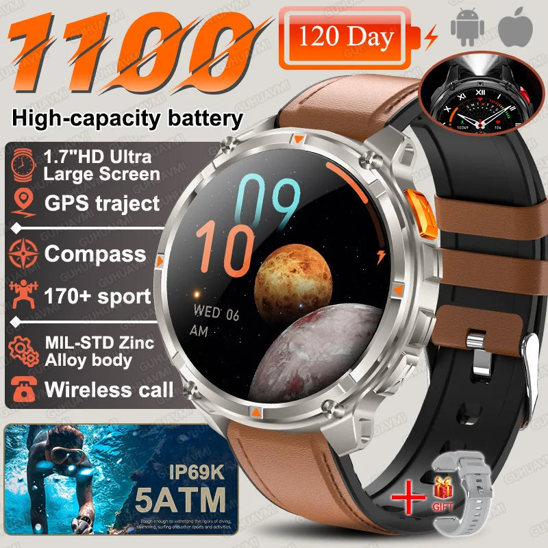 T-rex3 pro smartwatch | bateria 1100mah, gps, wodoodporny 5atm, wojskowy standard