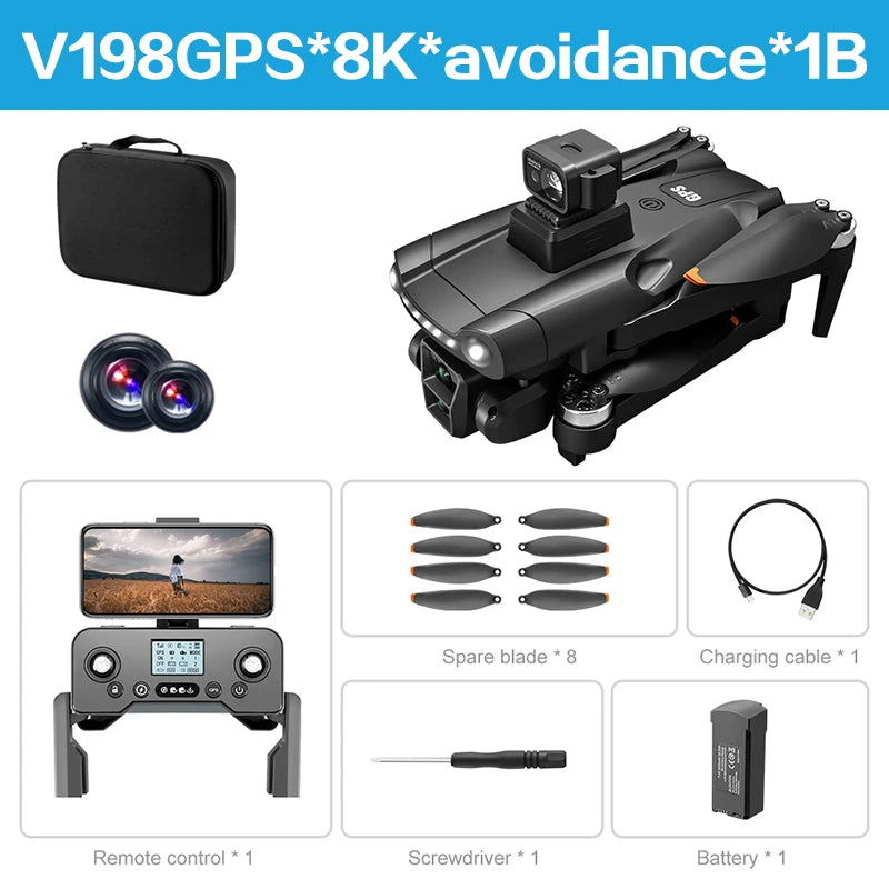 Lenovo V198 MAX GPS Drone 8K/4K Camera Obstacle Avoidance