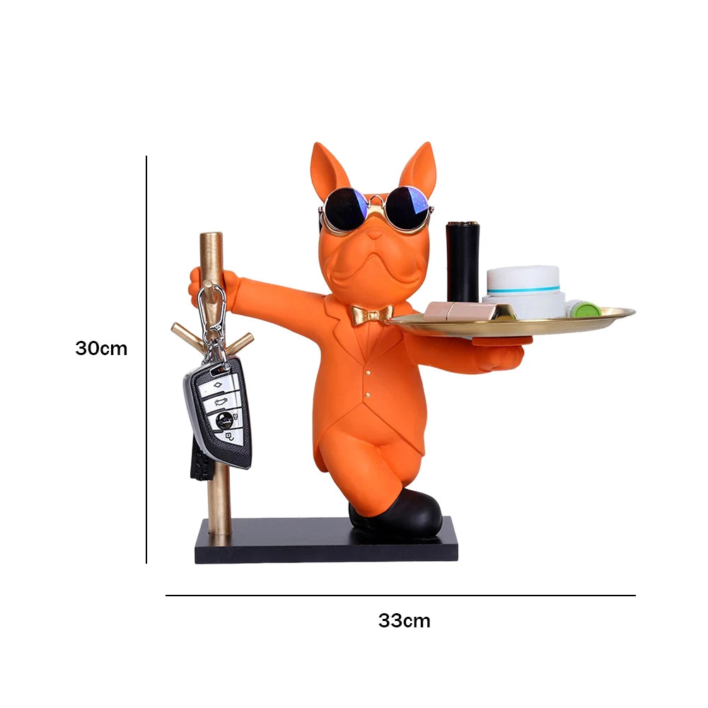 French Bulldog Sculpture with Storage Tray - Key & Coin Holder
