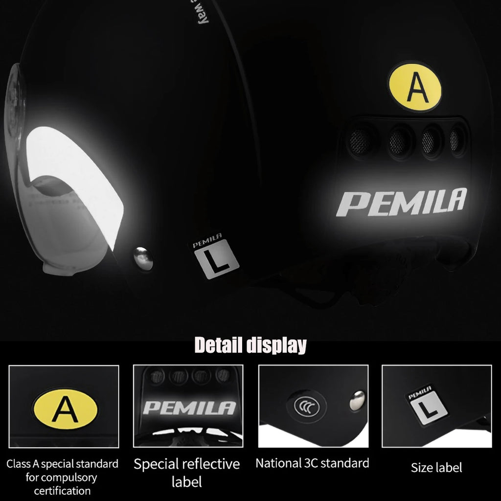 Kask rowerowy pemila z goglami, ochroną uszu i odblaskami - dla dorosłych mtb szosa e-bike