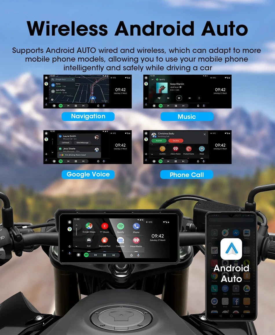 Monitor motocyklowy jansite 8.1" 4k z rejestratorem dvr, carplay i gps