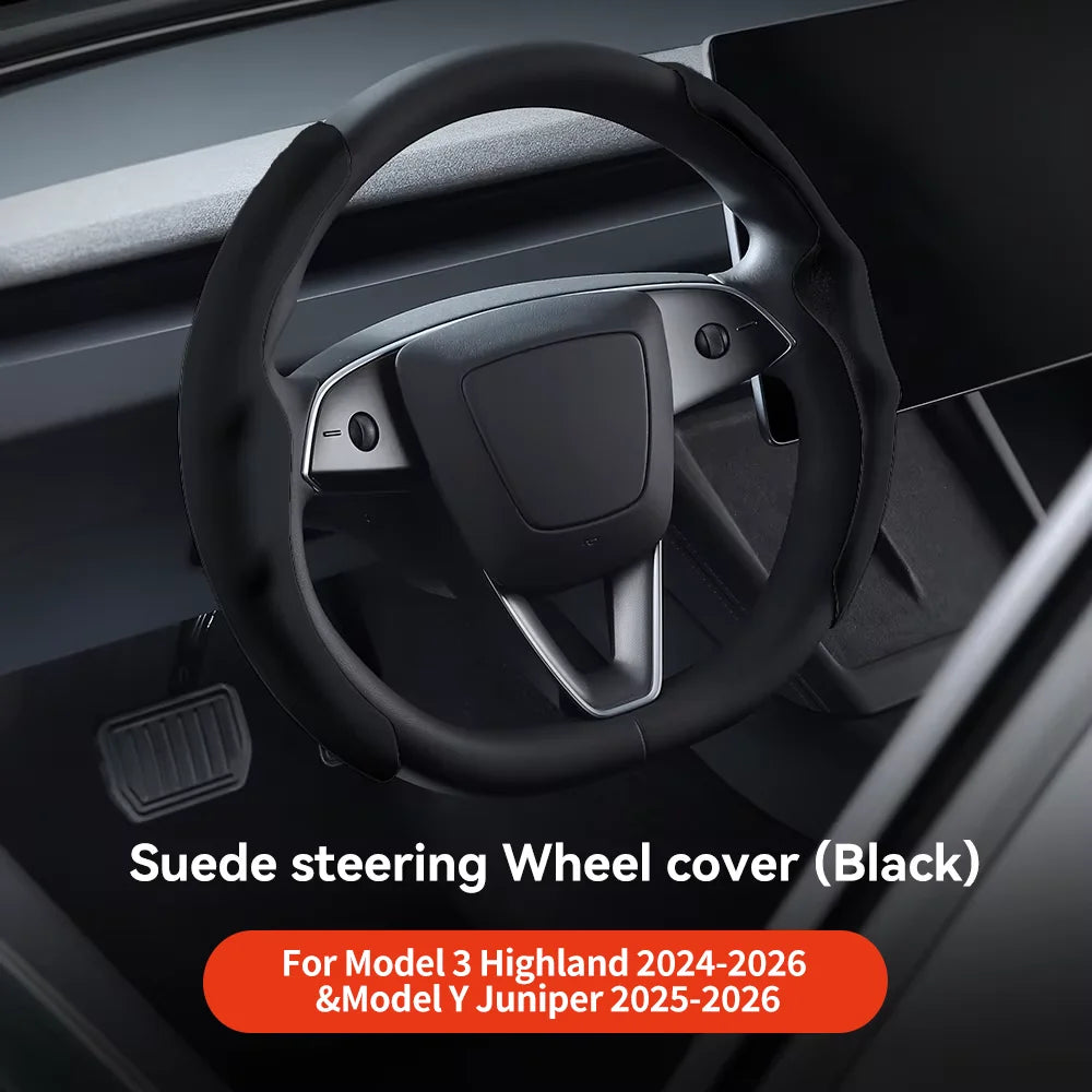 Pokrowiec na kierownicę tesla model 3/y highland juniper z włókna węglowego