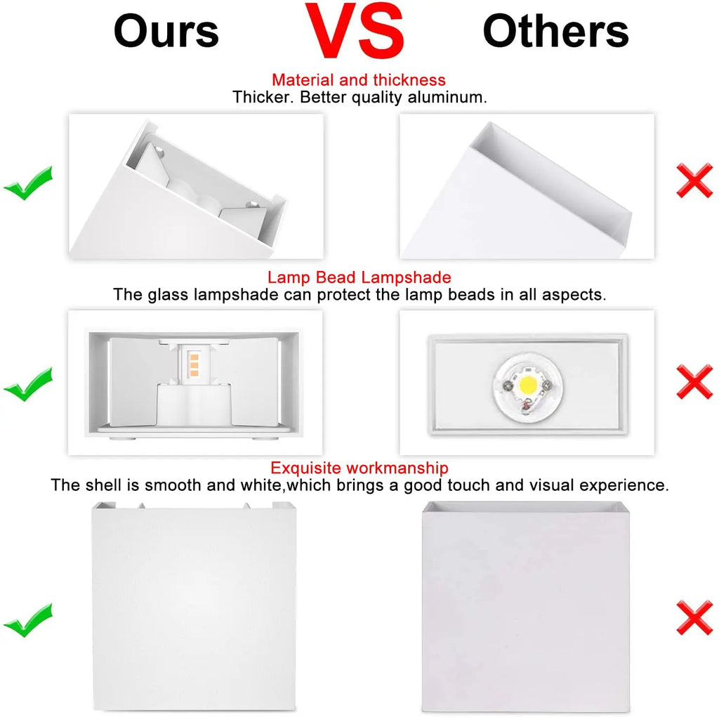 KICAAO 6W LED Wall Sconces - Modern Indoor & Outdoor IP65 Lighting