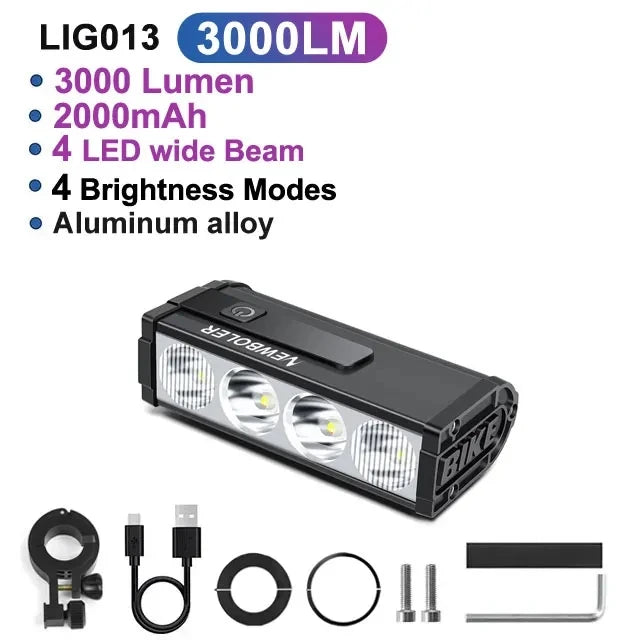 Lampa rowerowa newboler 10000 lumenów - ładowana usb do mtb i szosy