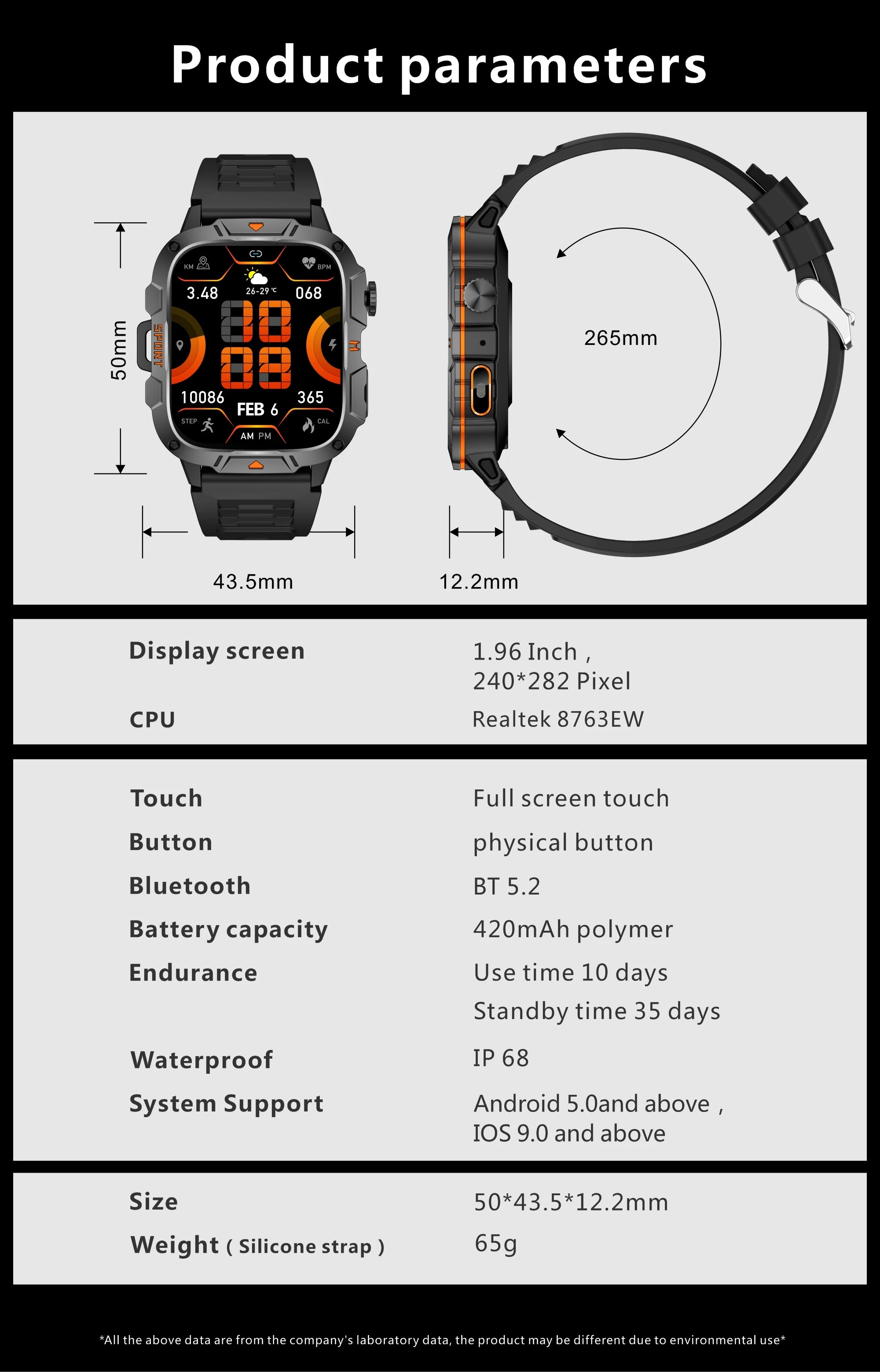 Wojskowy smartwatch dla mężczyzn | wyświetlacz amoled | taktyczny zegarek 5atm