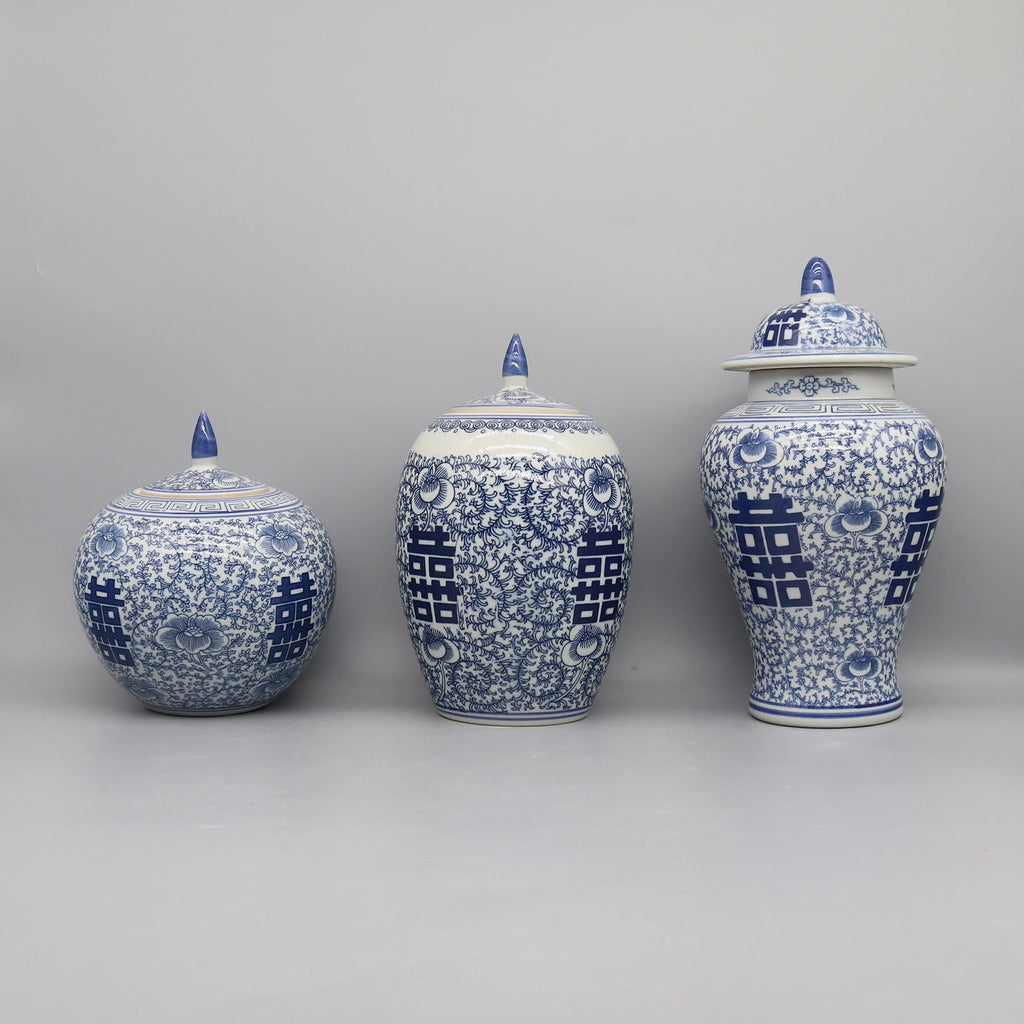 Elegant Blue & White Ceramic Jar & Vase - Home Decor