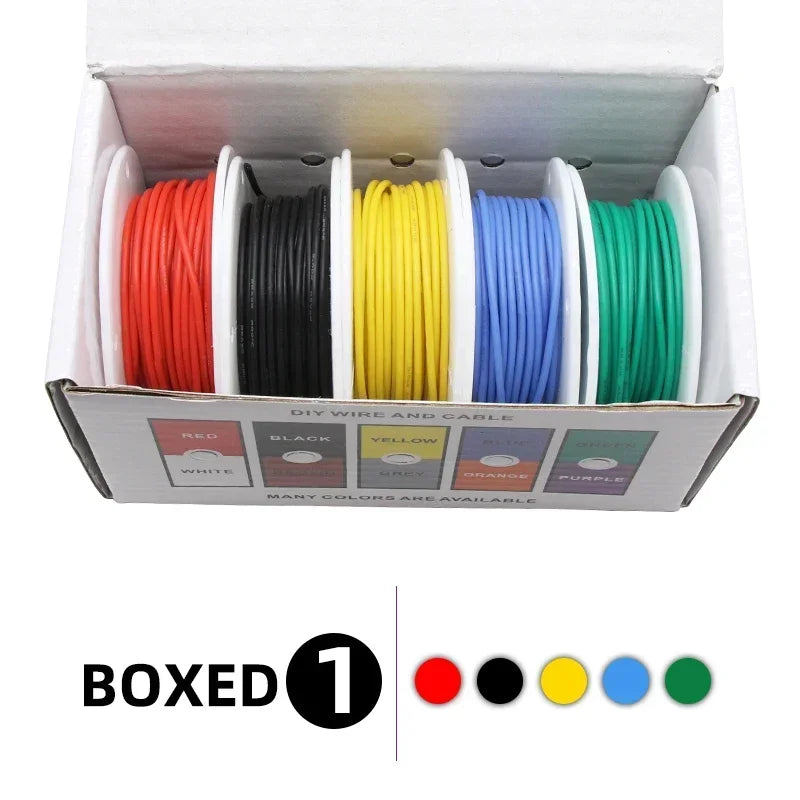 Heat Resistant Flexible Silicone Wire Kit - 5 Colors, Multi-Gauge AWG, Tinned Copper