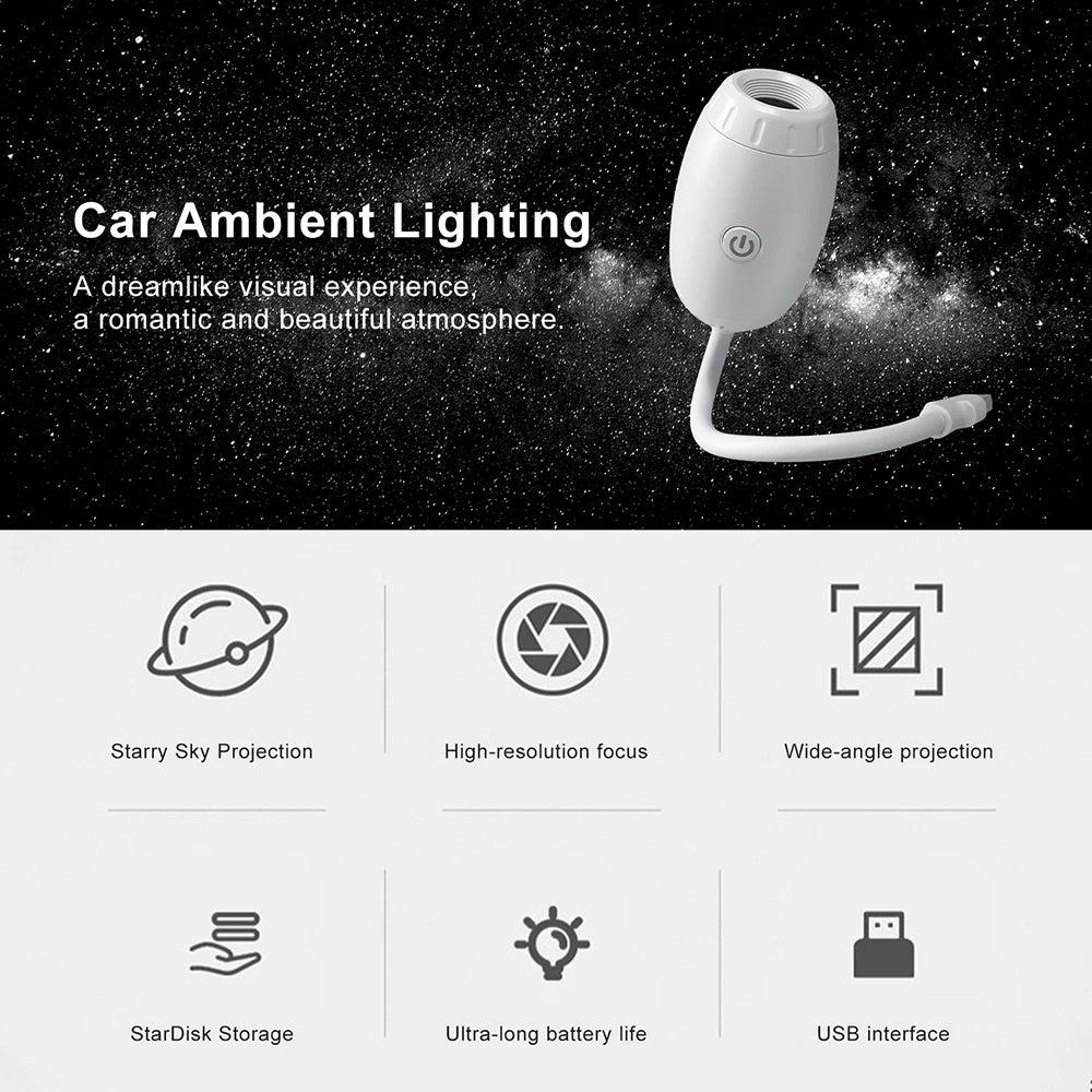 Projektor światła usb do samochodu | led oświetlenie wnętrza galaktyka saturn