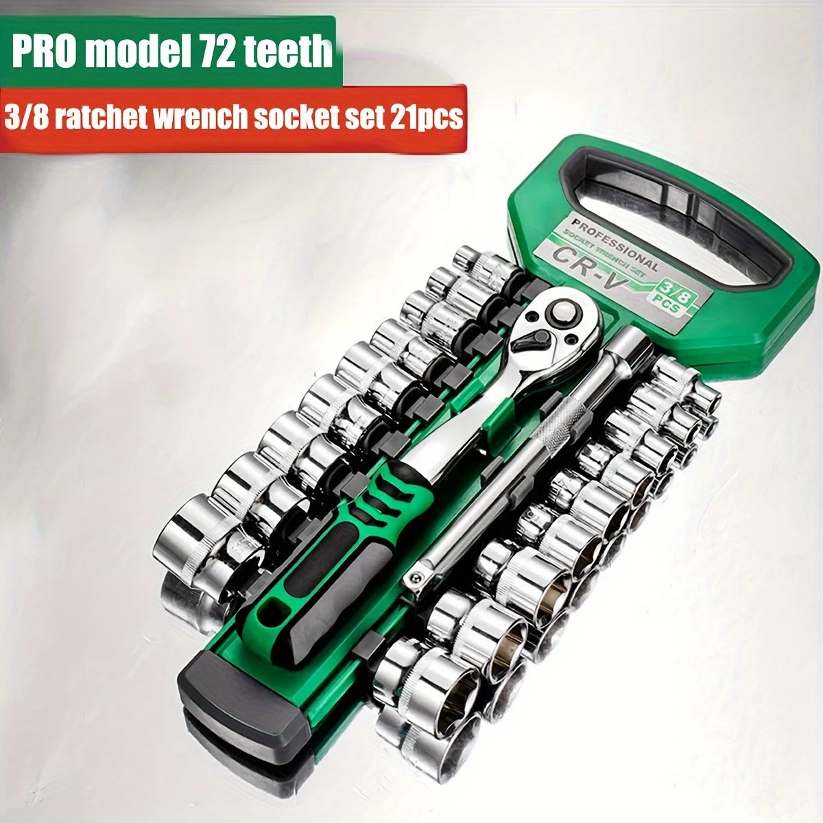 Vabena Pro 72T Drive Socket Set - 1/4" 3/8" 1/2" CR-V Metric & Imperial