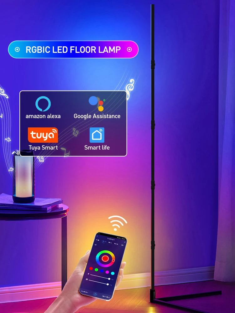 RGBIC Smart Corner Floor Lamp with Tuya App Control