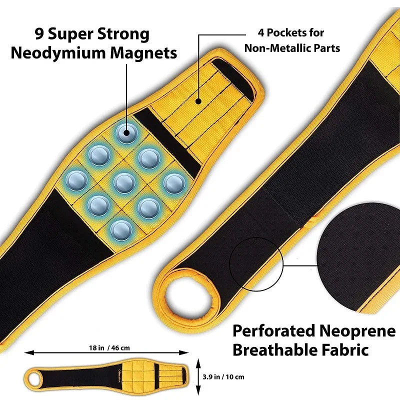 Magnetic Wristband Tool Holder with 9 Powerful Magnets for Screws, Nails, Bits