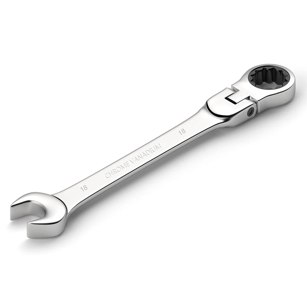 Zestaw kluczy płasko-oczkowych z grzechotką i ruchomą głowicą, metryczny 6-23mm