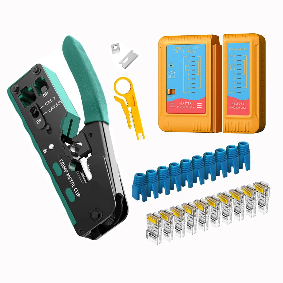 Vabena zaciskarka przepustowa rj45 rj12 rj11 i zestaw do ściągania izolacji | zaciskarka kabli ethernet cat5e-cat7