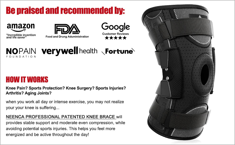 NEENCA Hinged Knee Brace for Pain Relief, Arthritis, Meniscus, ACL Support