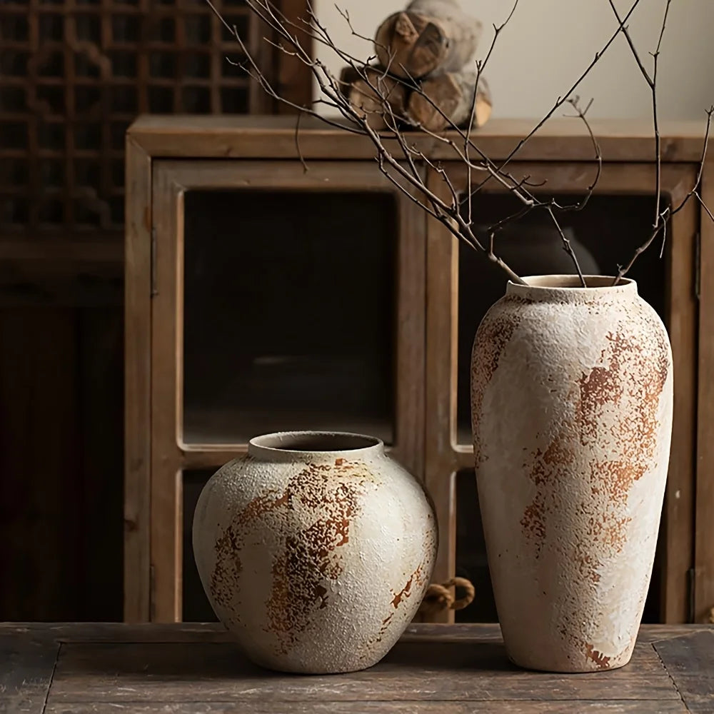 Elegancka ceramiczna doniczka retro | białe kropki do wystroju domu