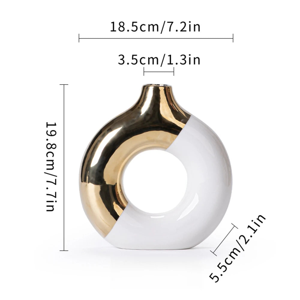 Light Luxury Gold Ceramic Vase | Modern Home Decor & Wedding Gift