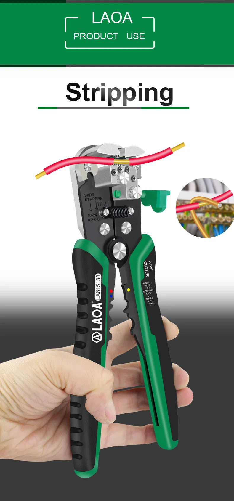 LAOA Automatic Wire Stripper Crimper Pliers - Electrician Tool