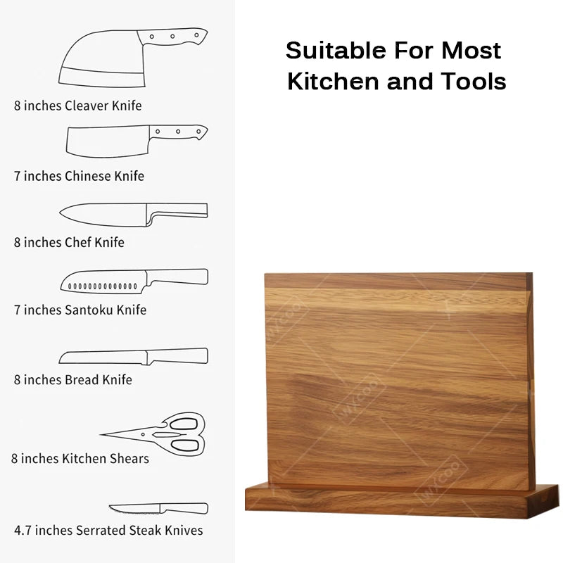 Acacia Wood Universal Knife Block - Space-Saving & Stylish Kitchen Organizer