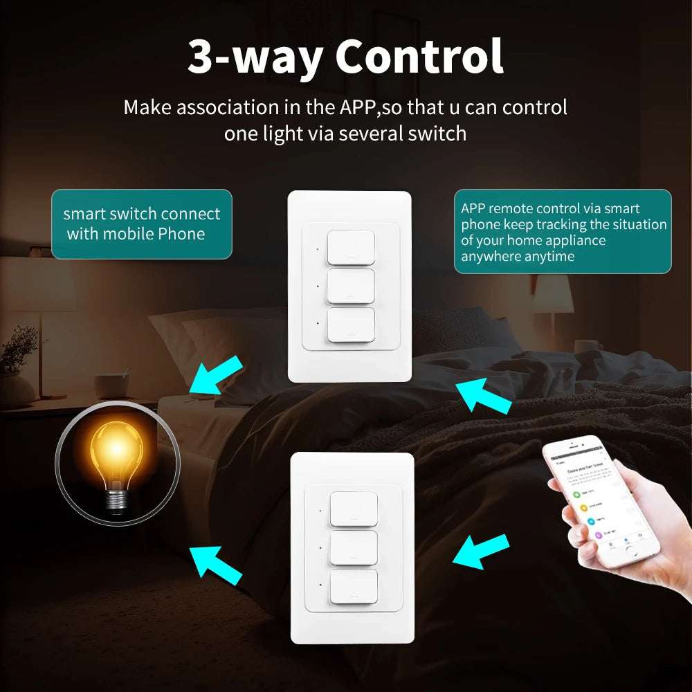 Manhot tuya inteligentny przełącznik światła | przyciskowe sterowanie oświetleniem smart home
