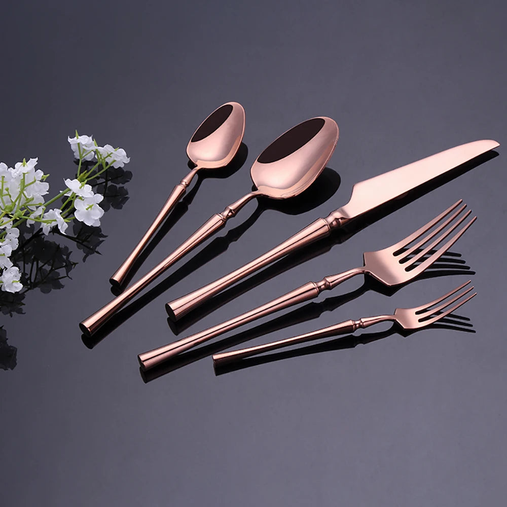 Luxury Gold Cutlery Set - Stainless Steel Dinnerware Flatware (10-30 Pcs)