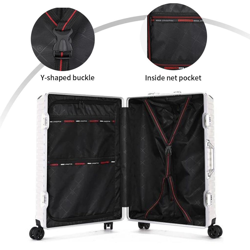 Aluminiowy zestaw walizek na kółkach 20-28" z usb i zamkiem tsa