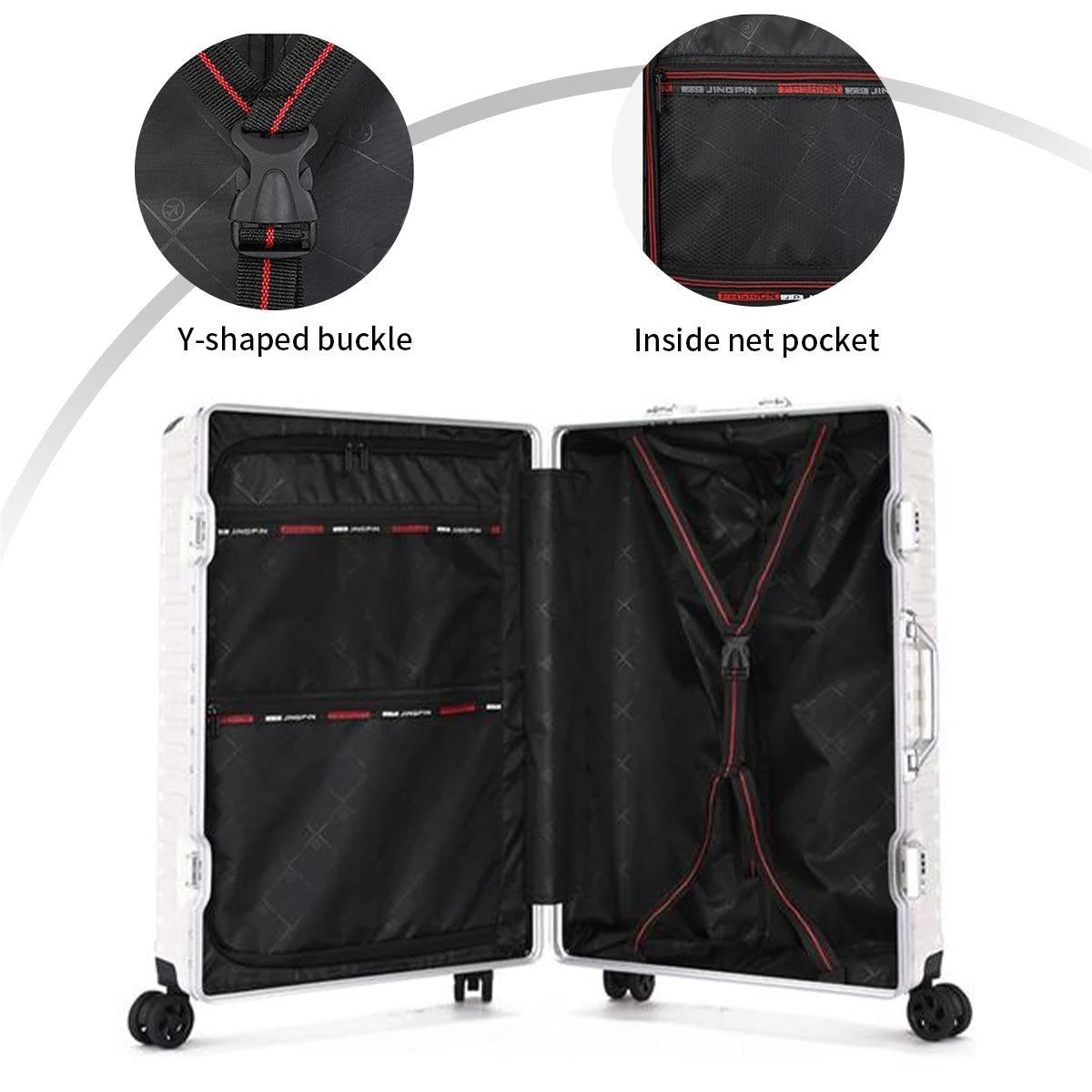 Aluminiowy zestaw walizek na kółkach 20-28" z usb i zamkiem tsa