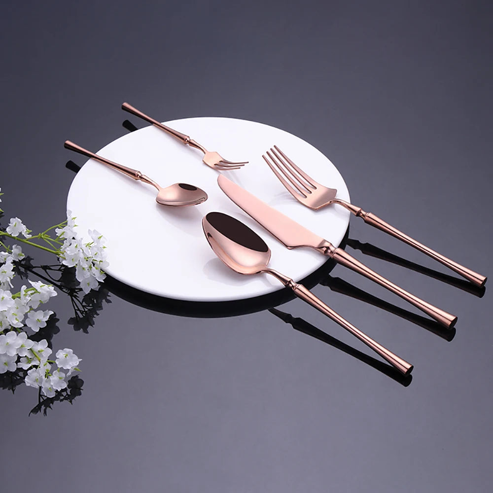 Luxury Gold Cutlery Set - Stainless Steel Dinnerware Flatware (10-30 Pcs)
