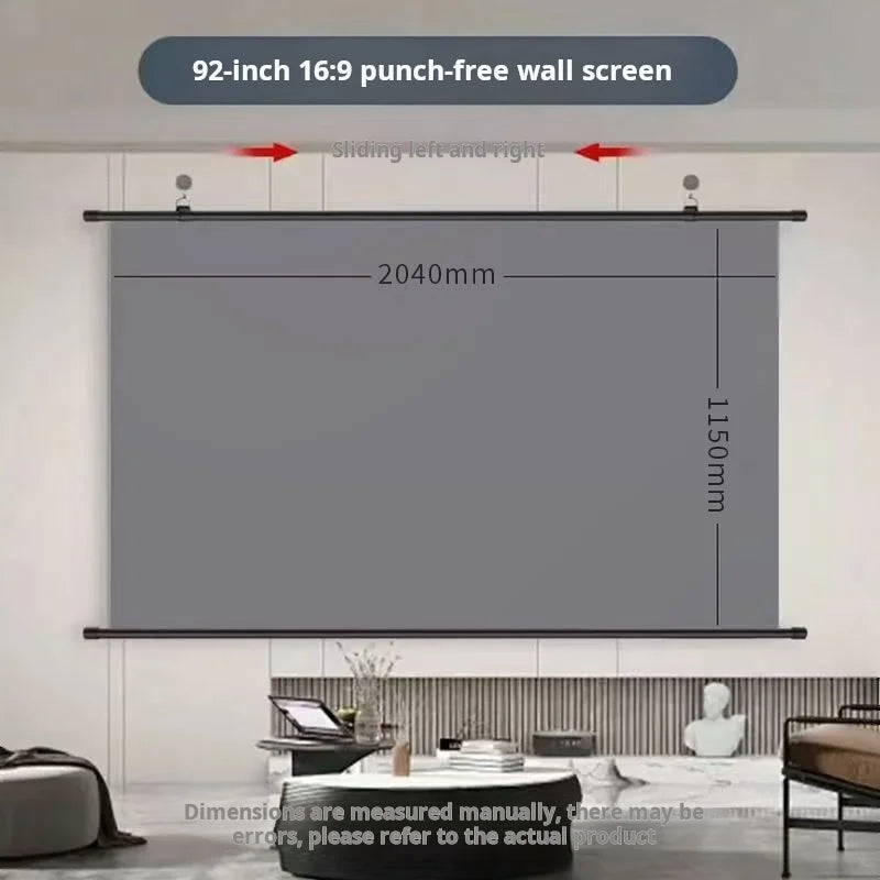 Ekran projekcyjny xiaohui antyrefleksyjny hd 16:9 – bezinwazyjny montaż ścienny – kino domowe (60-133 cale)