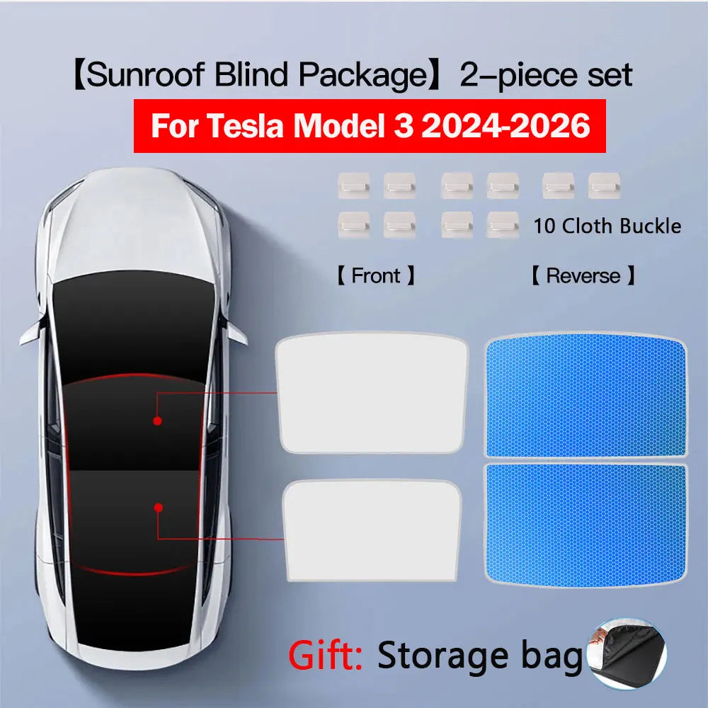 Osłony przeciwsłoneczne dachu do tesli model 3 highland 2026 i modelu y | blokada ciepła tkaniną ice cloth