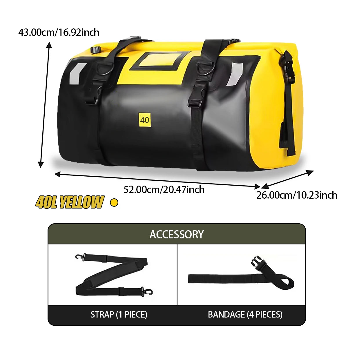 Wodoodporna torba motocyklowa na bagaż | suchy plecak rolowany | 20l, 40l, 66l