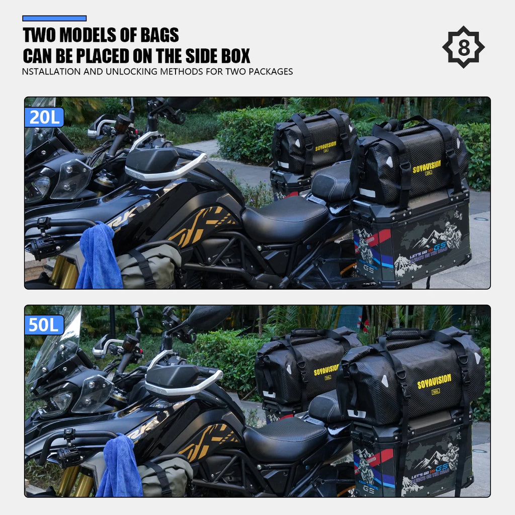 Wodoodporna torba motocyklowa na bagaż | suchy plecak rolowany | 20l, 40l, 66l