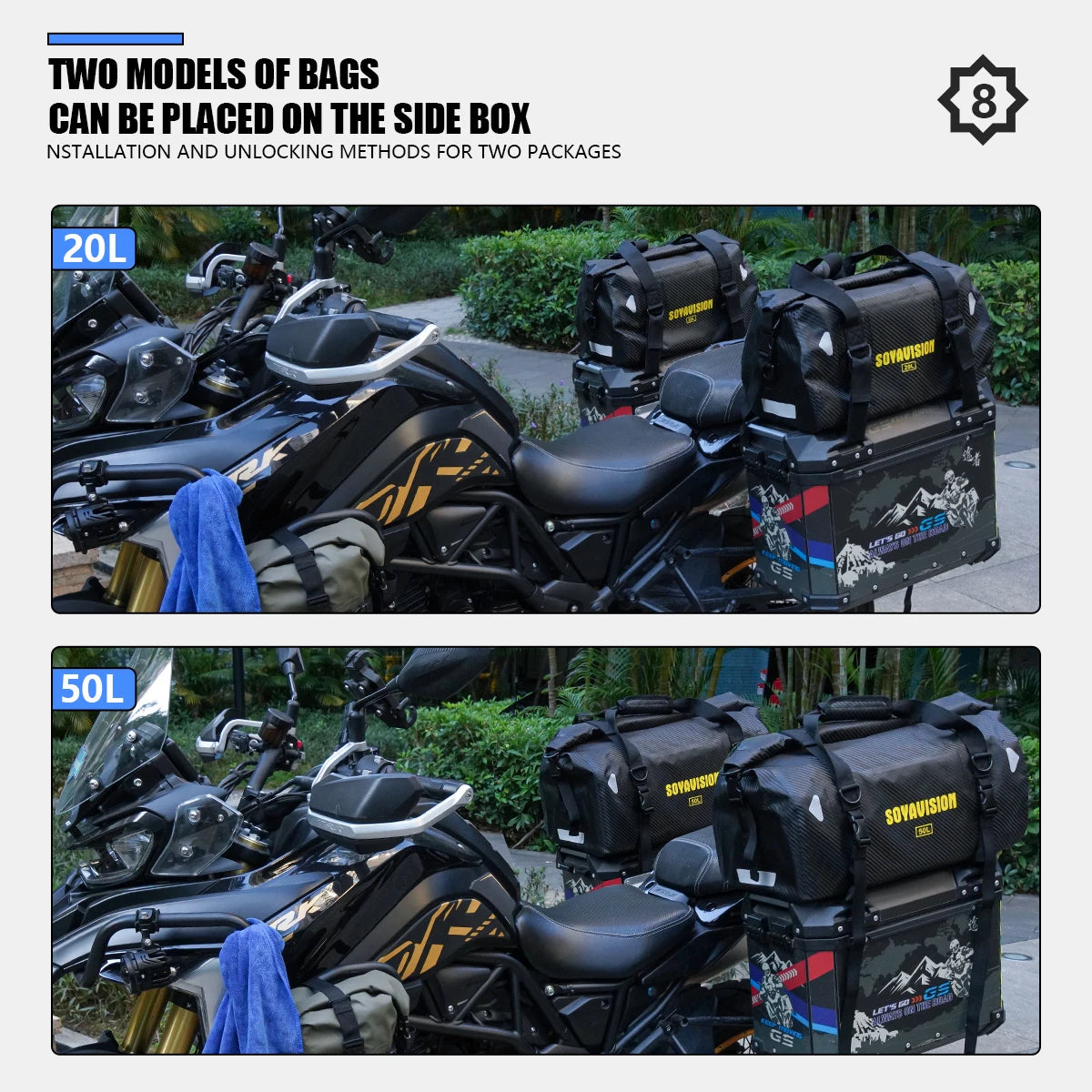 Wodoodporna torba motocyklowa na bagaż | suchy plecak rolowany | 20l, 40l, 66l