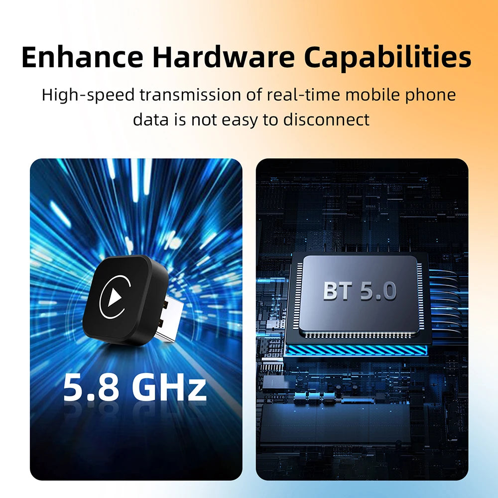 Adapter 2w1 bezprzewodowy carplay i android auto | inteligentny box ai do samochodów
