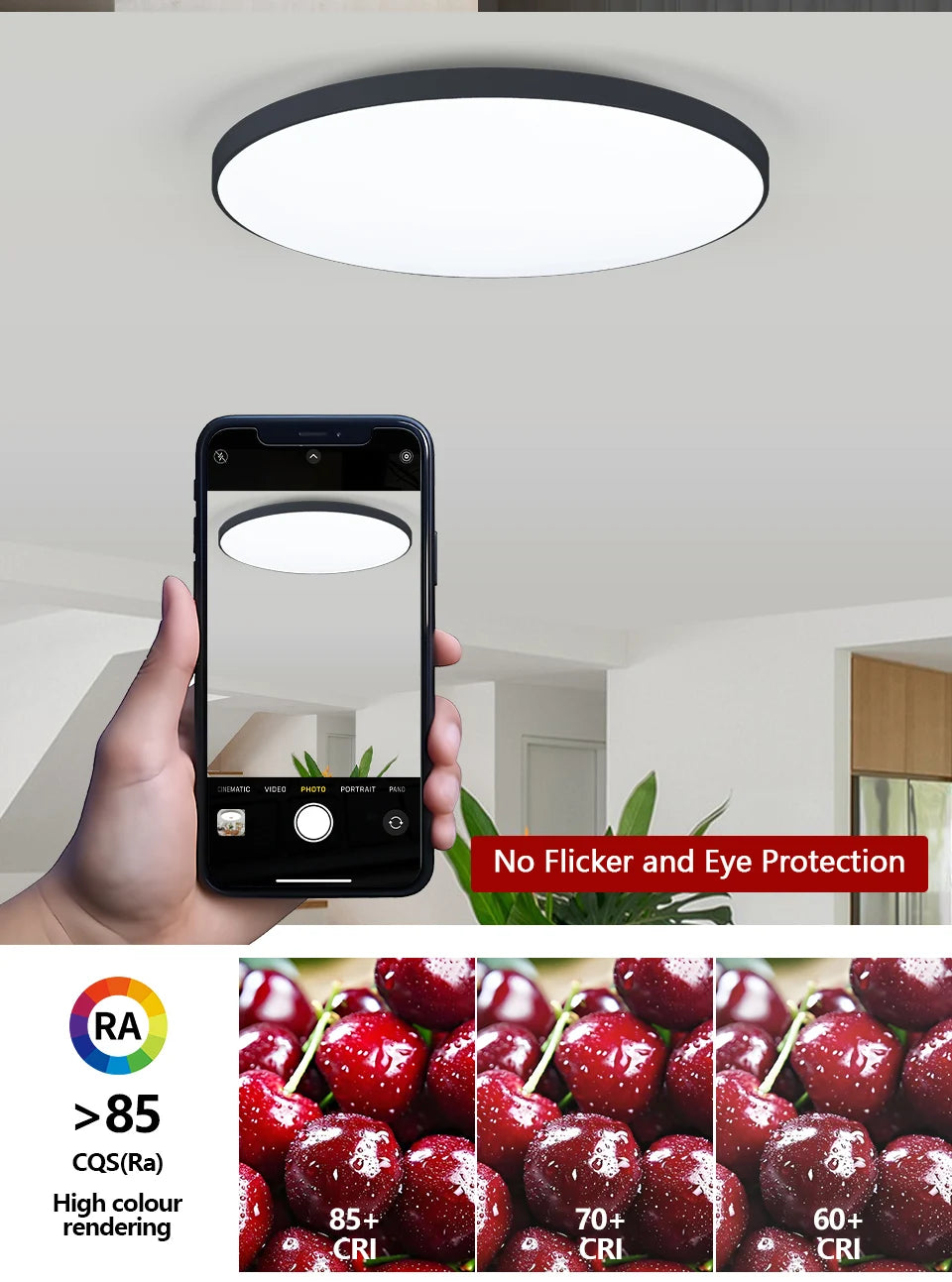 Nowoczesna inteligentna ściemnialna lampa sufitowa led z aplikacją i pilotem